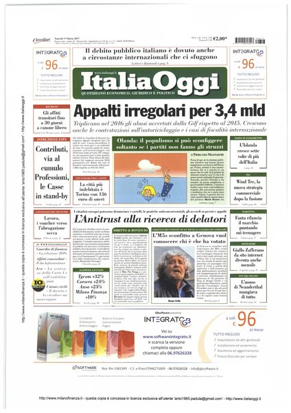 Italia oggi : quotidiano di economia finanza e politica